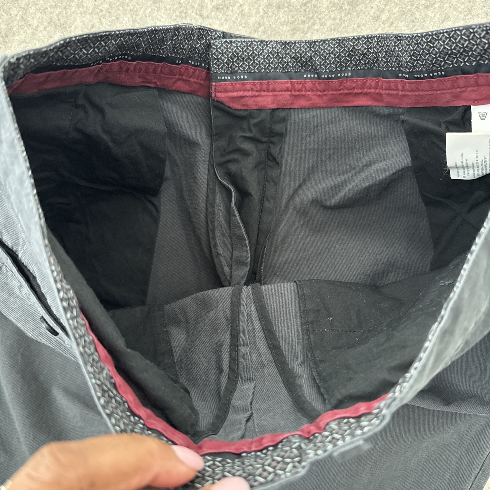 Hugo Boss Chuck Tailored Straight Cotton Pants Gray Mens 34x33 thumbnail 12