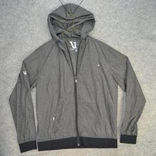 Vuori Jacket Mens L Gray Hooded Full Zip Lightweight Nylon Athletic Windbreaker