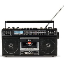 Rechargeable Cassette Player Boombox with Dual Speakers and Bluetooth Support