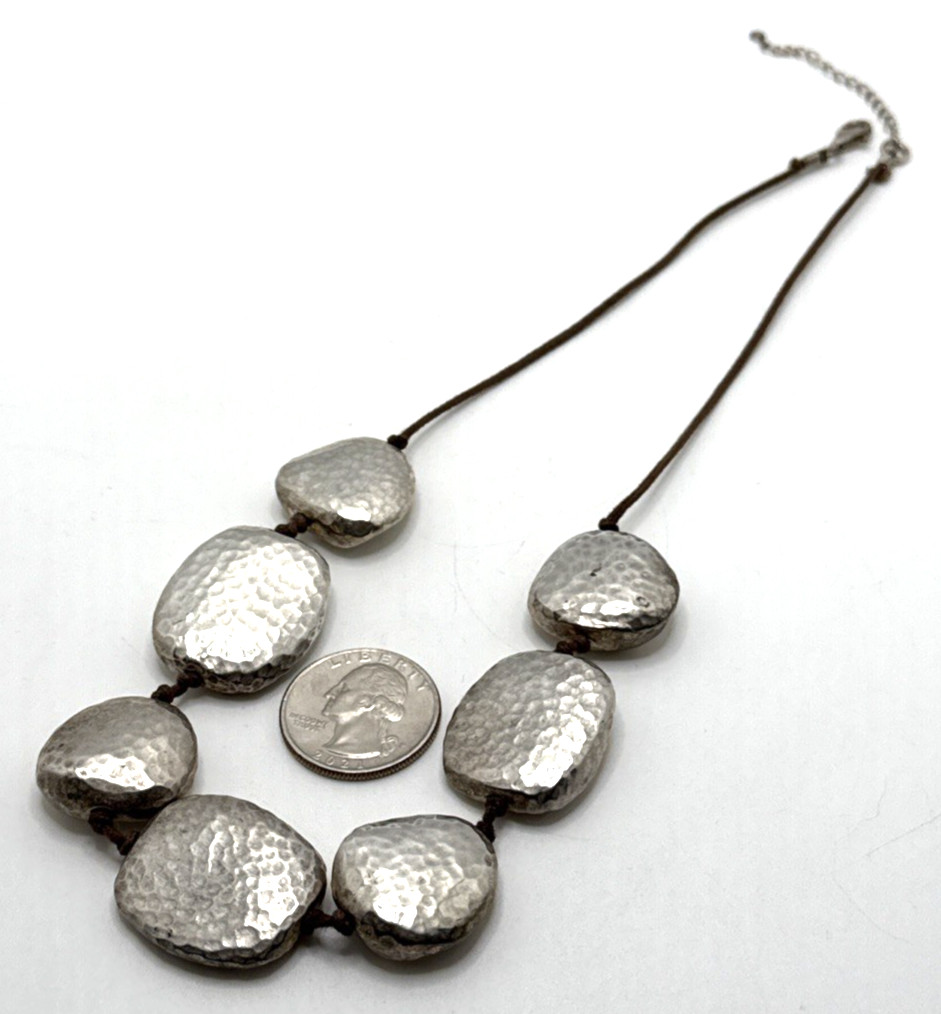 Hammered Silver Plated Bead Statement Necklace St… - image 13