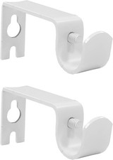 Curtain Bracket, 2 Pcs Holders, Fixed Brackets for 1/2 or 5/8 inch Rods, White