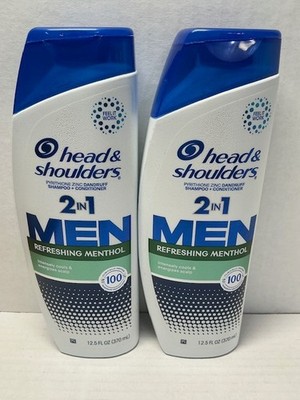 2- Head & Shoulders Men Refreshing Menthol 2In1 Shampoo 12.5oz Anti-Dandruff
