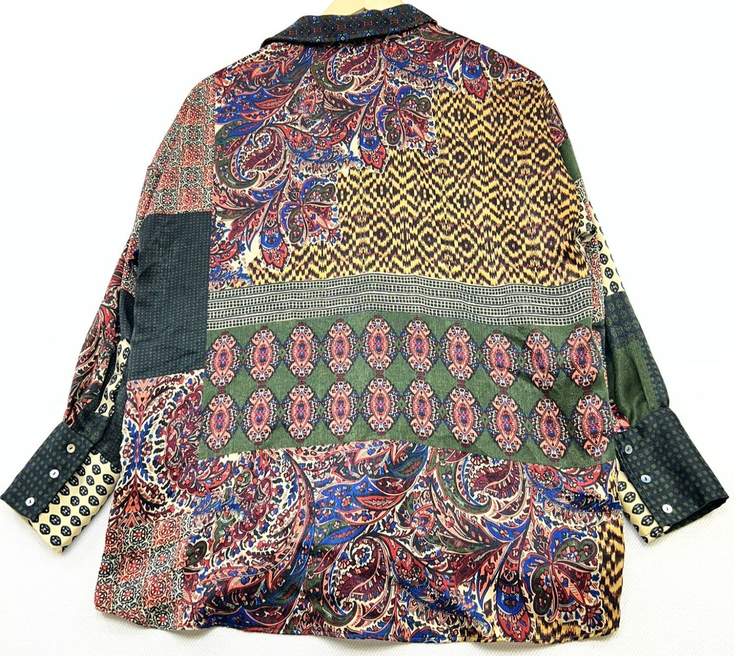 Zara Basic Womens Button Front Boho Blouse Long S… - image 2