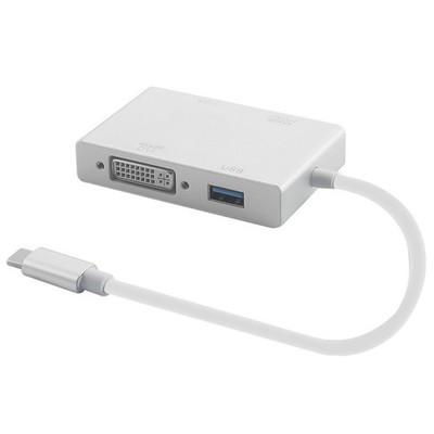4 in 1 USB-C Type-C to 4K HDMI VGA DVI Converter USB 3.0 Hub Adapter For Mac B