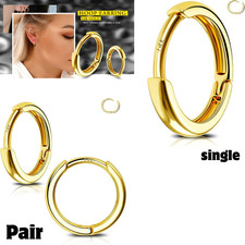 14K Gold Tiny Hoop Earrings Huggie Hoop Earrings 20G Small Endless Hinged Hoops