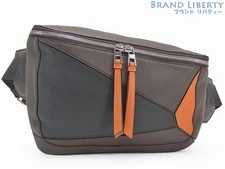 LOEWE Puzzle Anagram Waist Bag Brown Orange Calf Leather 335.12.Z53