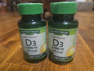 (2) Nature's Truth High Potency D3 Vitamin Tablets 2000 IU 60 ct ea Exp 11/26