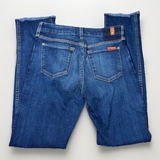 7 For All Mankind Straight Size 24 Stretch denim women jeans Gray Hem Blue