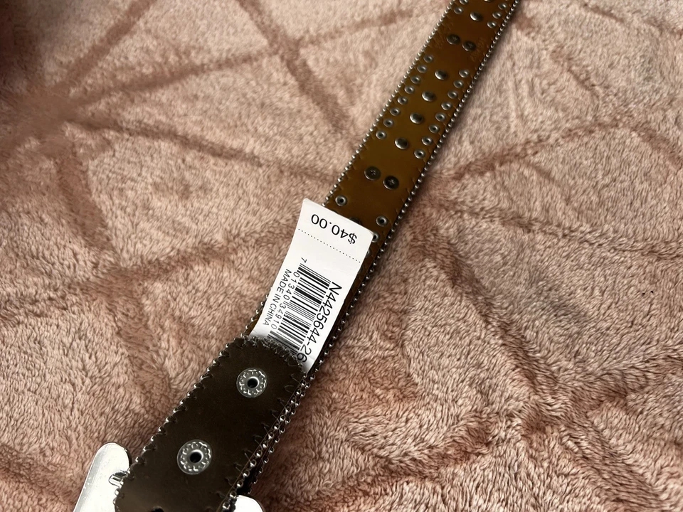 Cinto infantil feminino ocidental Nocona strass rosa cruz marrom N4425644 - Imagem 3 de 4