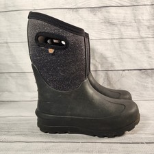Bogs Kids Size 4 Neo-Classic Melange Waterproof Insulated Winter Boots Black
