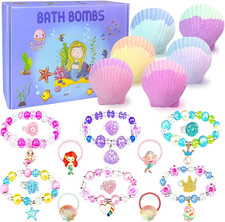 Mermaid Bath Bombs for Kids with Surprise Inside, 6 Pcs Shell Bubble Kids Bath B