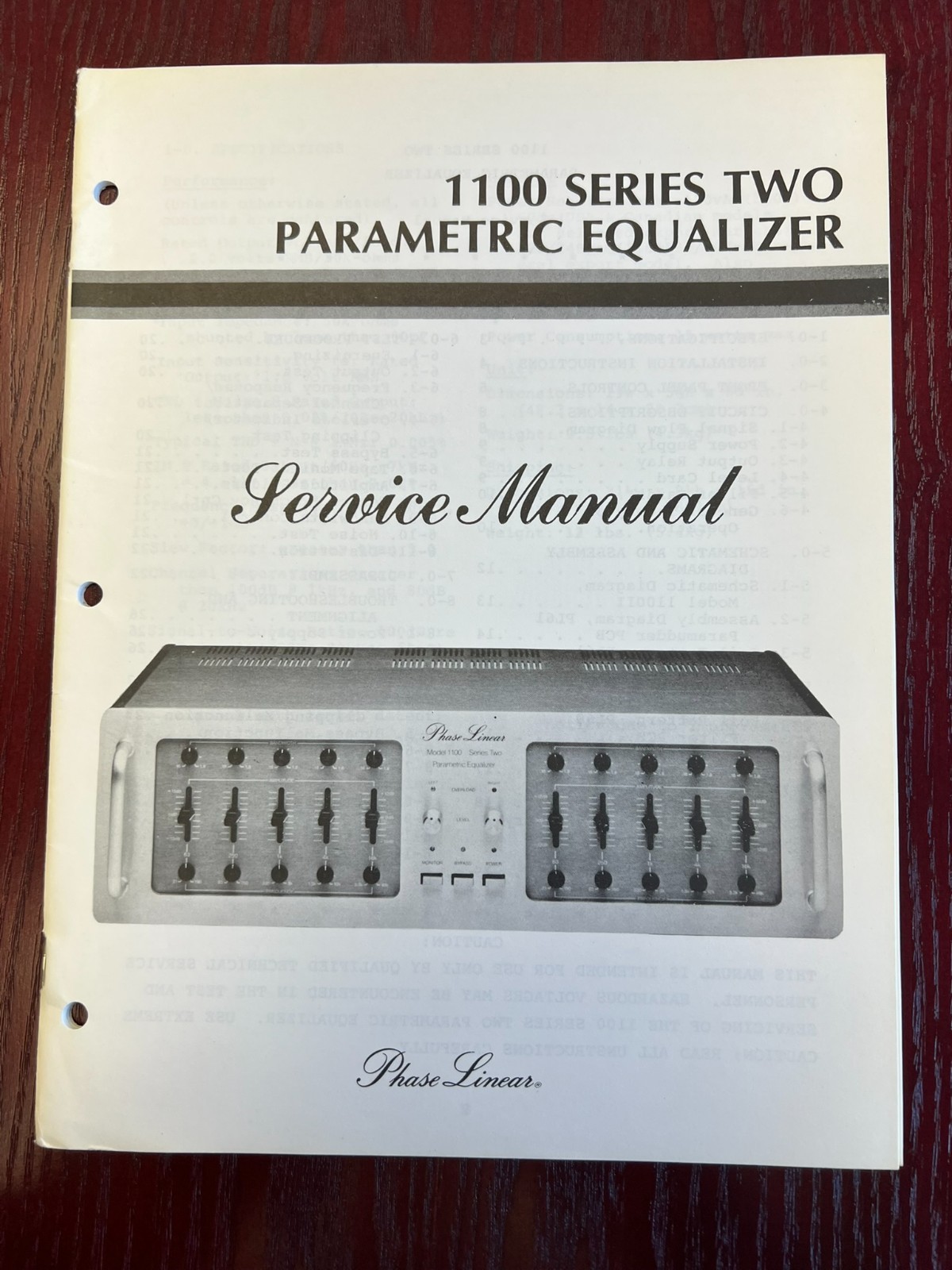 Original Phase Linear 1100 Series TWO Parametric EQ Service Manual/Schematic
