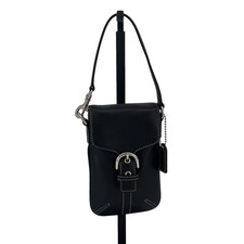 Vintage Coach Soho Mini Pouch Wristlet Black Leather Front Flap Buckle Y2K