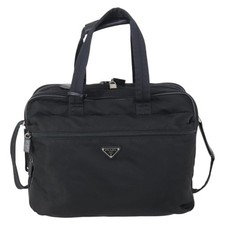 Prada Porta Computer Briefcase Tessuto and Saffiano Leather Black Nylon Briefcas