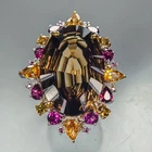 Jewellery 46 ct+ Natural Smoky Quartz Ring 925 Sterling Silver Size 8 /R481853