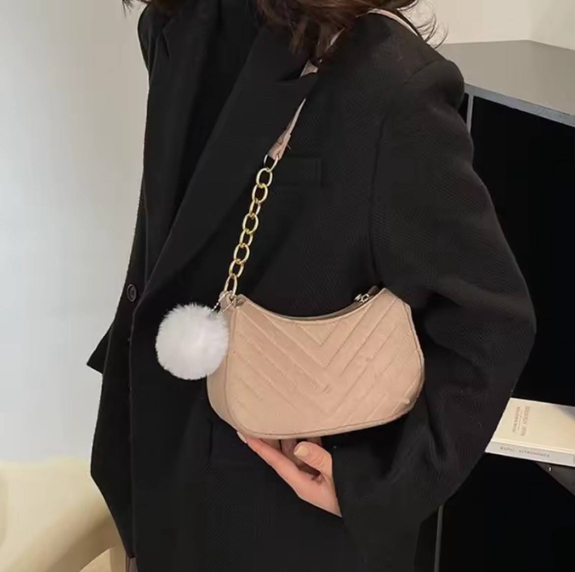 Mini Sac Bandoulière Femme Feutre Sac à Main Selle Sous Bras Élégant Tendance