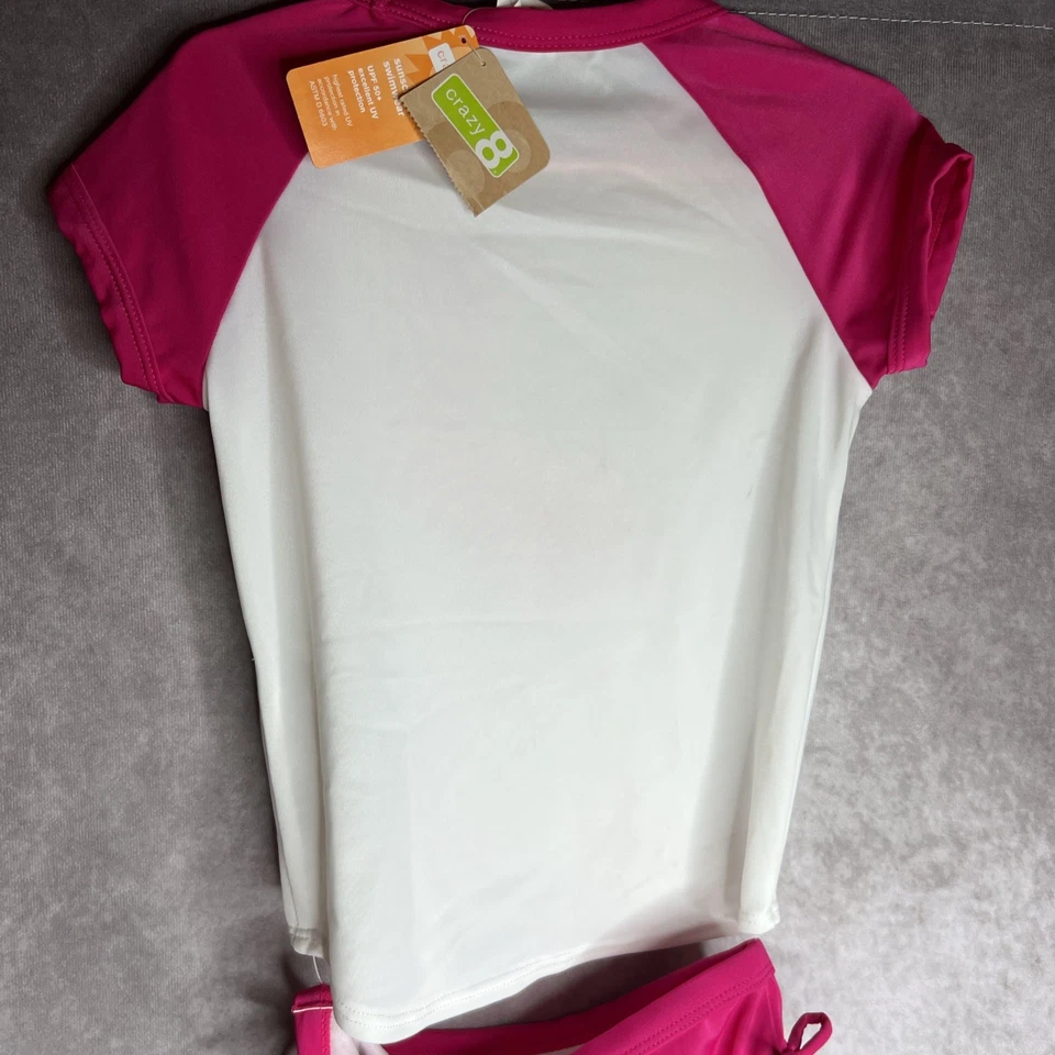 Crazy 8 Niñas Caliente Rosa Flamenco Top Conjunto de Baño Talla SM (5-6) Protector Solar Traje de Baño Foto 4 de 4