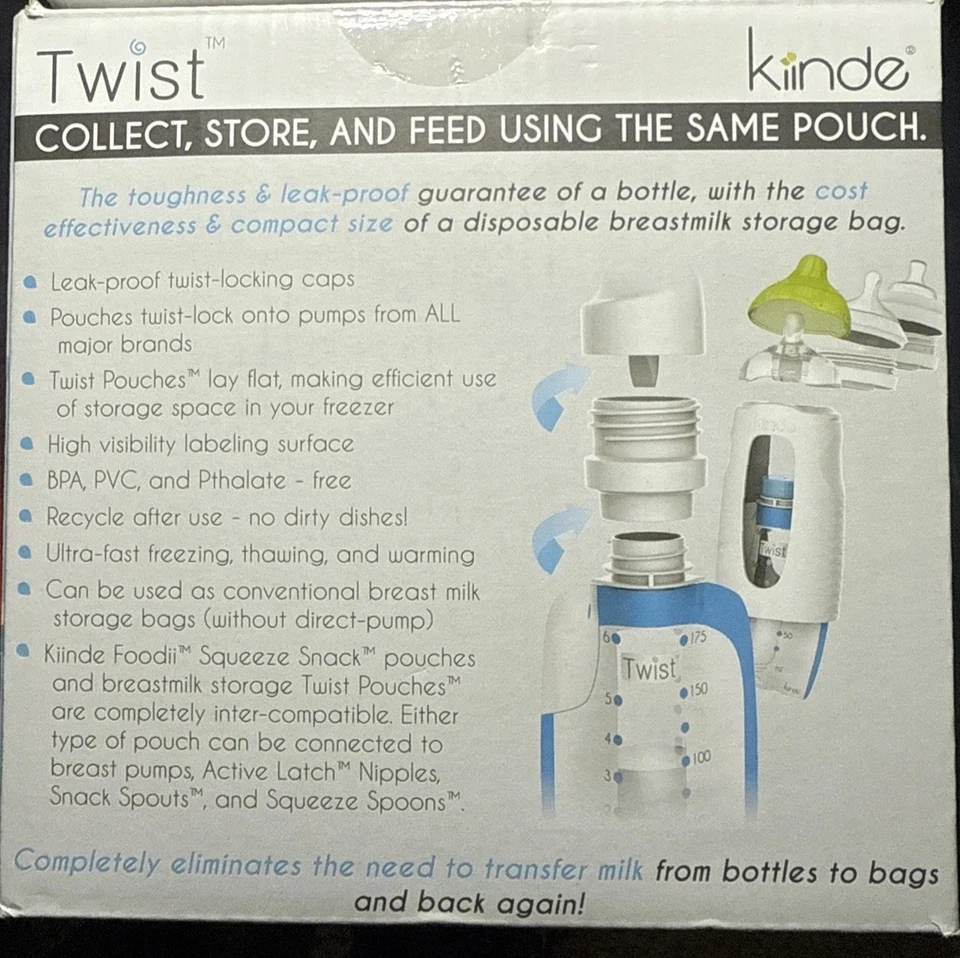 Kiinde Twist Pouch Direct-Pump Direct-Feed Breast Milk Storage Bags, 6 oz 40-Ct - Image 2 of 4