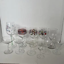 Lot 11 Wine Glasses Painted Simple Designs