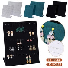 60/120 Holes Black Velvet Earring Jewelry Display Stand Organizer Storage Holder