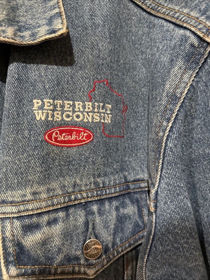 Vintage Port Authority Peterbilt Wisconsin Denim Jacket Size XL 100% Cotton - Image 2 of 4