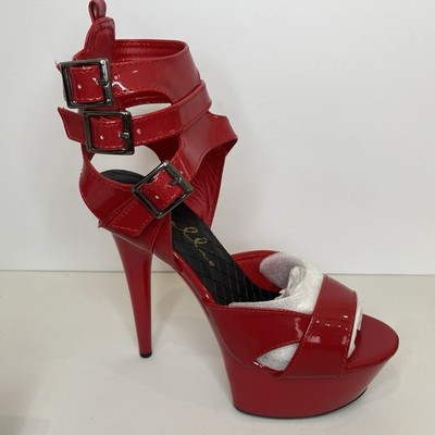 6'' Red Platform Adult Dancer Pole Fitness Ellie Athena Gladiator Peep Toe Heels