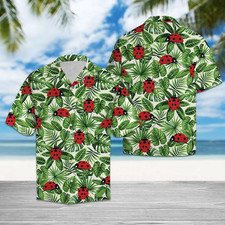 Awesome Ladybug With Different Plants Pattern Hawaiian Shirt HO2134