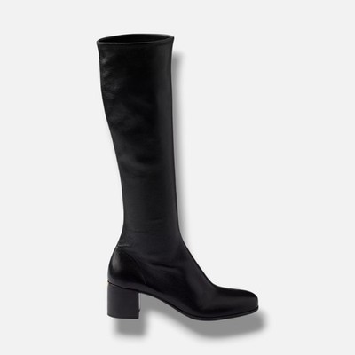 Prada Women's Black Stretch Nappa Leather Boots Shoes Size EU:38.5 US:8.5