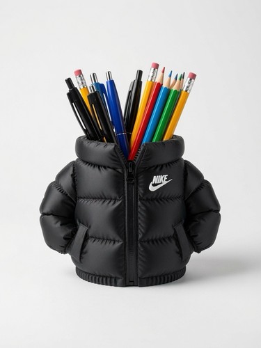 Nike Black Puffer Jacket Style Desk Pen/Pencil Holder Organiser for Pens