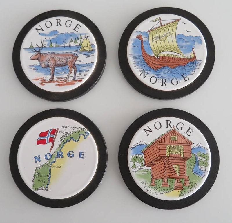 4 Norge Norway Wood & Tile Coasters
