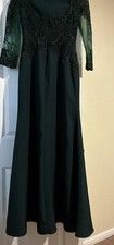 JJ's House Embroidered Sheer Sleeve Boatneck Petite Length Gown Green Size 0 NWT