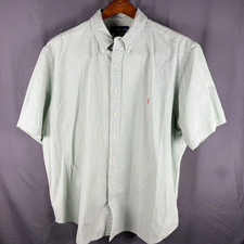 Ralph Lauren Seersucker Shirt Mens 2XB Big Green Button Down Short Sleeve Preppy