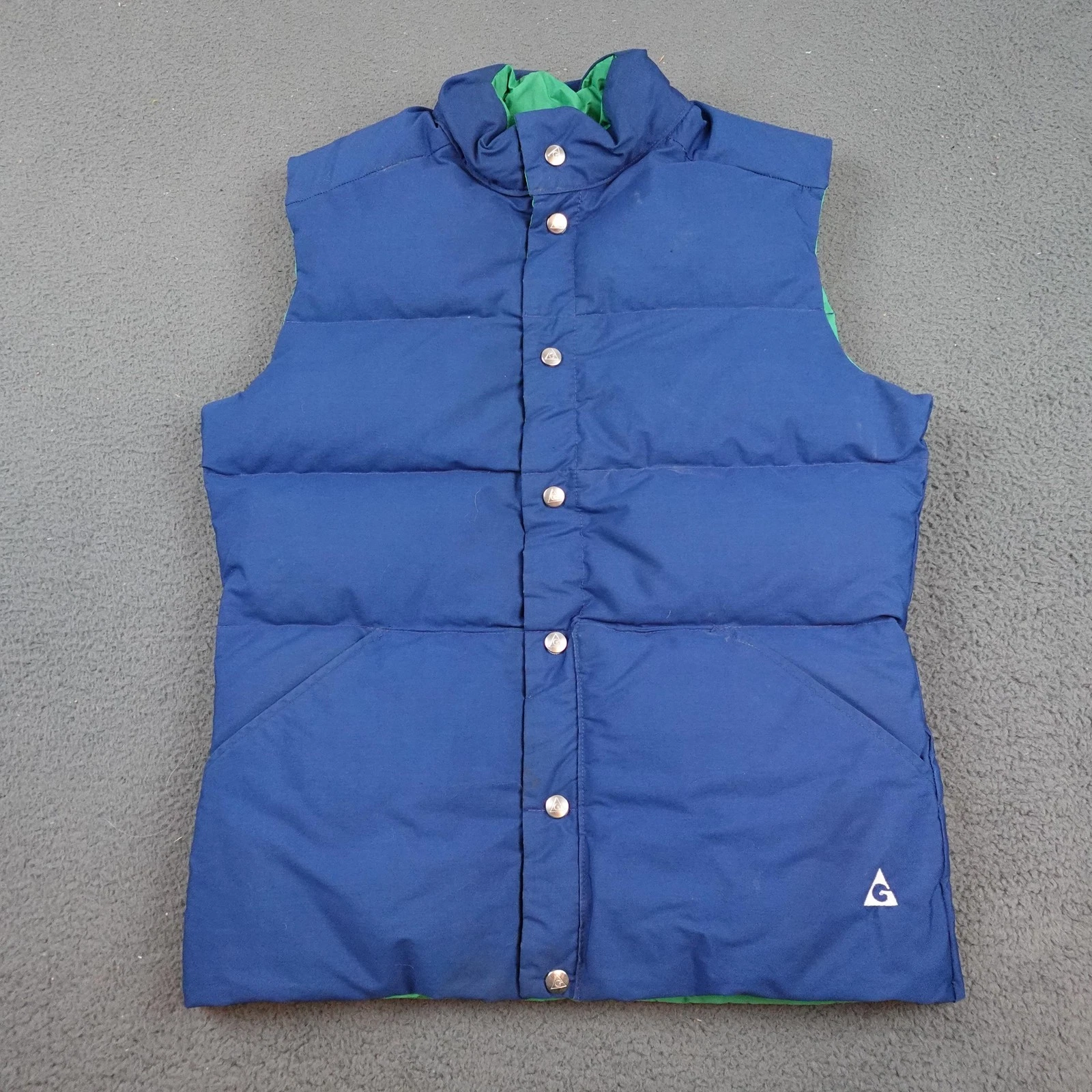 Vintage Gerry Vest Mens Medium Blue Reversible Puffer Made USA Style 6412