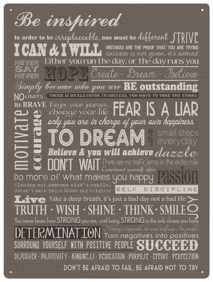Be Inspired Sign Be Inspired inspirational metal sign 400mm x 300mm (rh) REDUCED | eBay