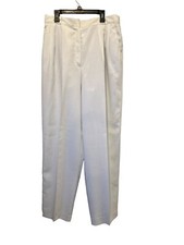Vintage 80s Leslie Fay White Pants Pleated High Waisted Deadstock Women  s Sz 16