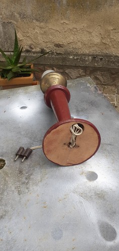 Rare Lampe Année 40/50 Maison Lancel Gainée De Cuir Bordeaux  - Imagen 14 de 14