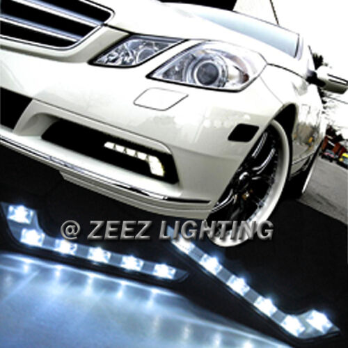 M.Benz Style L Shaped LED Daytime Running Light DRL Daylight Kit Fog Lamp Lights - Picture 1 of 12