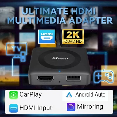3-in-1 Ottocast Car Mate 2K HDMI Input Adapter w/Wireless CarPlay & Android Auto