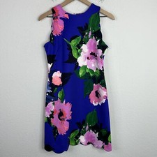 Vince Camuto Dress Womens Size 4 Floral Scalloped Shoulder Romantic Artsy Sheath