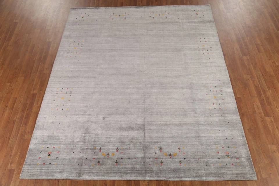 Alfombra de bambú seda pequeño personaje/animal hecha a mano Gabbeh india sala de estar 8x10 Foto 3 de 4