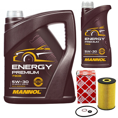 Motoröl Set MANNOL Energy Premium 5W-30 6 Liter + Ölfilter für Hyundai i30 KIA