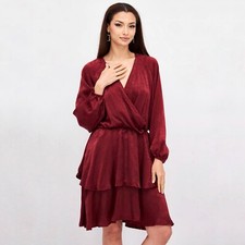 Sale! Black Tape Women Textured Wrap Dress, Maroon Size S