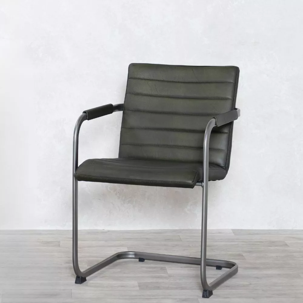 Dark green 2024 leather dining chairs
