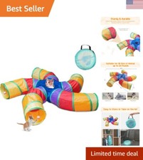 Durable S-Shaped Cat Tunnel with Peephole and Play Balls for Active Indoor Pets