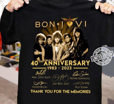 New Bon Jovi 40th Anniversary 1983 2023 Thank Memories All Size T