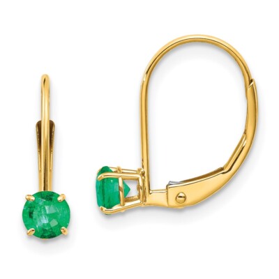 Ohrringe 13 mm 14 Karat Gelbgold 4 mm rund Mai/Smaragd Leverback