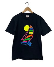 Vintage Waikiki Beach Hawaii Single Stitch Shirt Neon Colors USA Large ONEITA