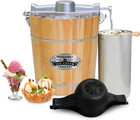 Old Fashioned 4 Quart Vintage Electric Ice Cream Maker Wood Bucket Hand Crank