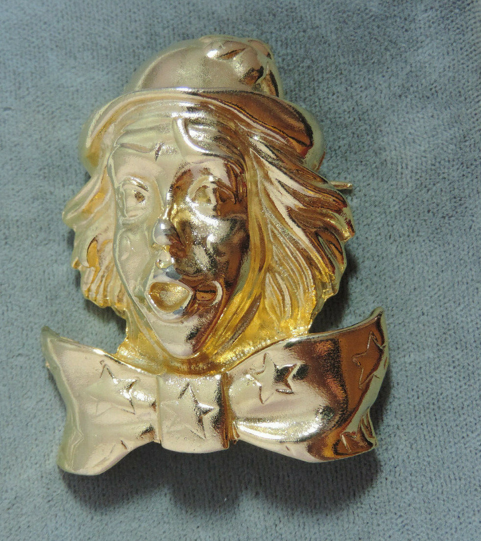 Circo Payaso Enorme Estrella Bowtie/Sombrero Color Dorado Broche CL 64