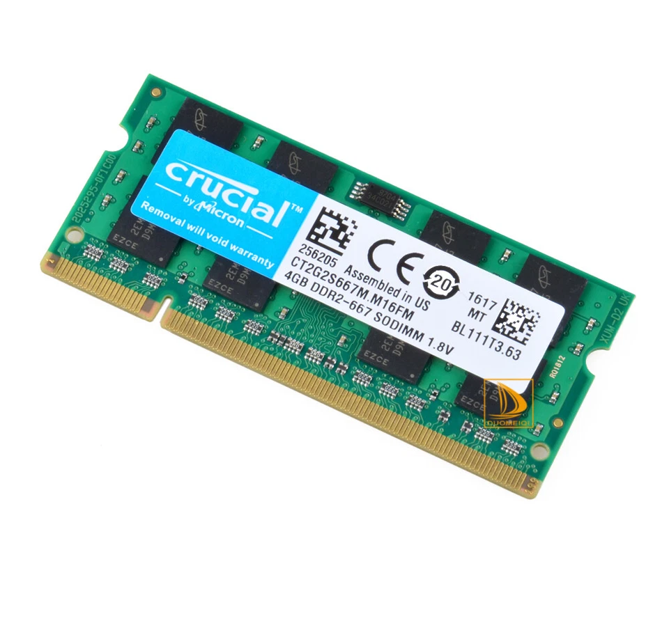 Crucial 4 GB 2Rx8 PC2-5300S DDR2 667 MHz 200 pin RAM memoria computer portatile 1,8 V SODIMM 0 - Immagine 3 di 4